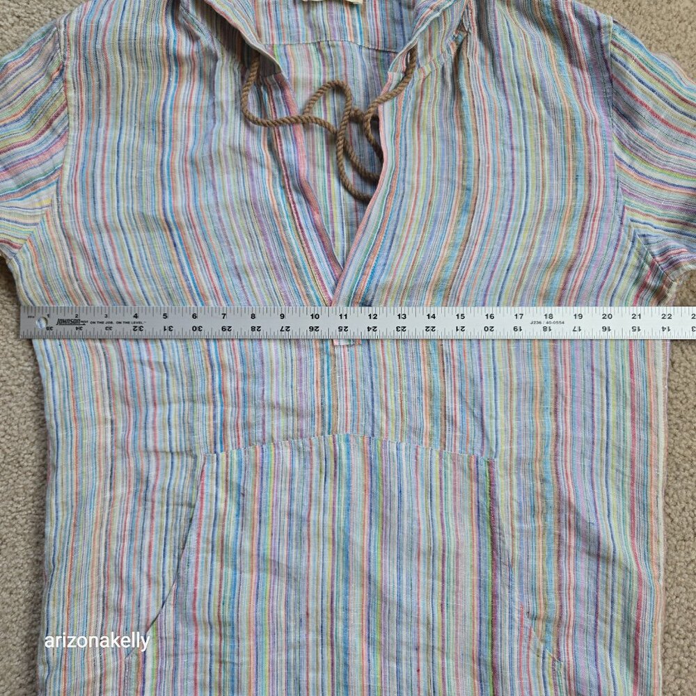 NWOT The Salting Linen Hoodie Tunic Coverup 0 Colorful Stripe Unisex - Picture 8 of 11